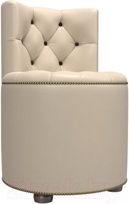 Пуф Лига Диванов Саваж (экокожа, бежевый/коричневый) - фото