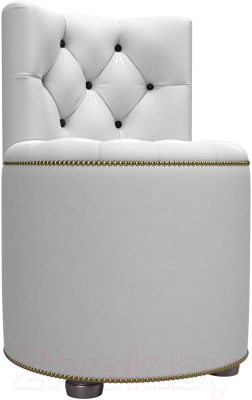 Пуф Лига Диванов Саваж (экокожа, белый/черный) - фото