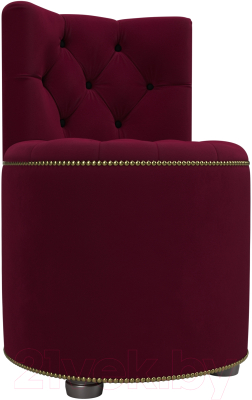 Пуф Лига Диванов Саваж (микровельвет, бордовый/черный) - фото