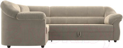 Диван угловой Лига Диванов Карнелла левый (микровельвет бежевый)