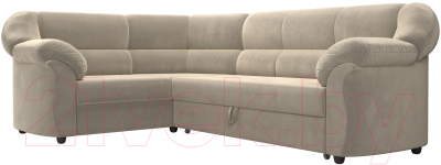 Диван угловой Лига Диванов Карнелла левый (микровельвет бежевый)