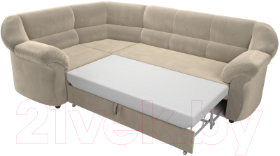 Диван угловой Лига Диванов Карнелла левый (микровельвет бежевый)