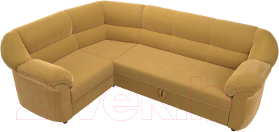 Диван угловой Лига Диванов Карнелла левый (микровельвет желтый)
