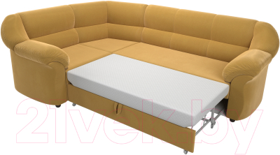 Диван угловой Лига Диванов Карнелла левый (микровельвет желтый)