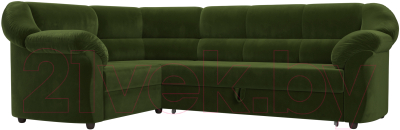 Диван угловой Лига Диванов Карнелла левый (микровельвет зеленый) - фото