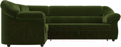 Диван угловой Лига Диванов Карнелла левый (микровельвет зеленый)