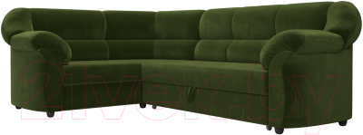 Диван угловой Лига Диванов Карнелла левый (микровельвет зеленый)