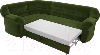 Диван угловой Лига Диванов Карнелла левый (микровельвет зеленый)