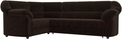 Диван угловой Лига Диванов Карнелла левый (микровельвет коричневый) - фото