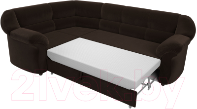 Диван угловой Лига Диванов Карнелла левый (микровельвет коричневый)