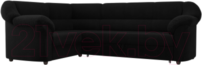 Диван угловой Лига Диванов Карнелла левый (микровельвет черный) - фото