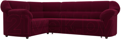 Диван угловой Лига Диванов Карнелла левый (микровельвет бордовый) - фото