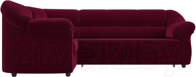 Диван угловой Лига Диванов Карнелла левый (микровельвет бордовый)