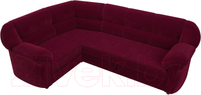Диван угловой Лига Диванов Карнелла левый (микровельвет бордовый)