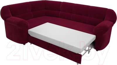 Диван угловой Лига Диванов Карнелла левый (микровельвет бордовый)