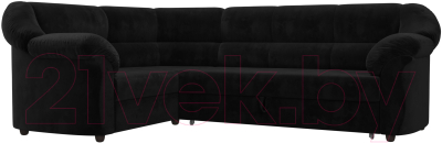 Диван угловой Лига Диванов Карнелла левый (велюр черный) - фото