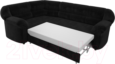 Диван угловой Лига Диванов Карнелла левый (велюр черный)