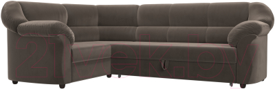 Диван угловой Лига Диванов Карнелла левый (велюр коричневый) - фото