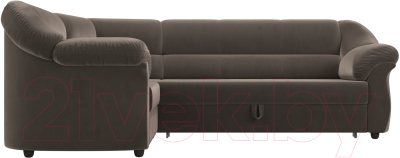 Диван угловой Лига Диванов Карнелла левый (велюр коричневый)