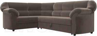 Диван угловой Лига Диванов Карнелла левый (велюр коричневый)