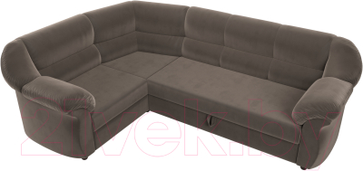 Диван угловой Лига Диванов Карнелла левый (велюр коричневый)