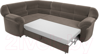 Диван угловой Лига Диванов Карнелла левый (велюр коричневый)