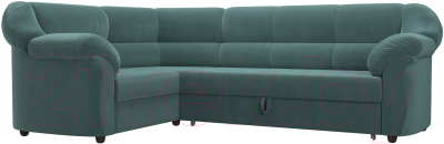 Диван угловой Лига Диванов Карнелла левый (велюр бирюзовый) - фото