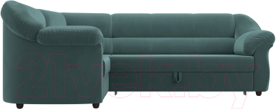 Диван угловой Лига Диванов Карнелла левый (велюр бирюзовый)