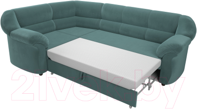Диван угловой Лига Диванов Карнелла левый (велюр бирюзовый)