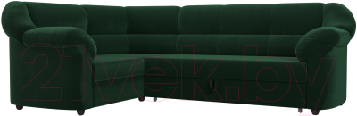 Диван угловой Лига Диванов Карнелла левый (велюр зеленый) - фото
