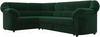 Диван угловой Лига Диванов Карнелла левый (велюр зеленый)