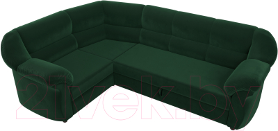 Диван угловой Лига Диванов Карнелла левый (велюр зеленый)