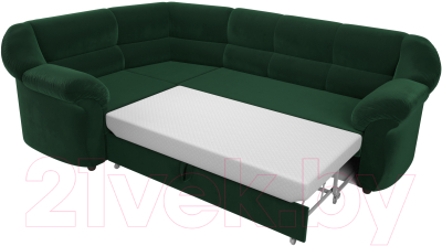 Диван угловой Лига Диванов Карнелла левый (велюр зеленый)