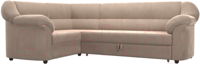 Диван угловой Лига Диванов Карнелла левый (велюр бежевый) - фото