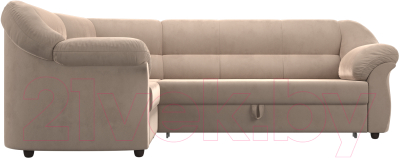 Диван угловой Лига Диванов Карнелла левый (велюр бежевый)