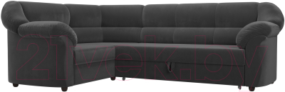 Диван угловой Лига Диванов Карнелла левый (велюр серый) - фото