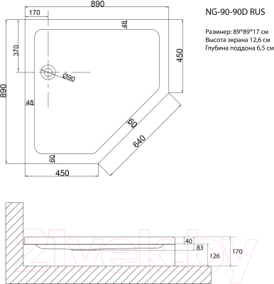 Душевой поддон Niagara NG-90-90D RUS
