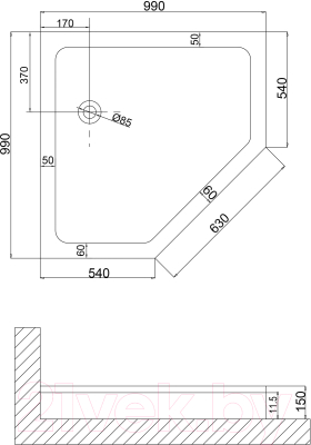 Душевой поддон Niagara NG-100-100D 100x100