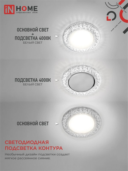 Точечный светильник INhome GX53R-Crystal R32L / 4690612044309