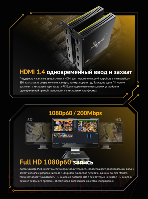 Устройство видеозахвата Avmatrix VC42 4CH HDMI PCIE / 29983