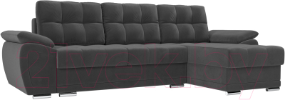 Диван угловой Лига Диванов Нэстор правый (велюр серый) - фото