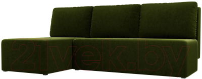 Диван угловой Лига Диванов Поло левый (микровельвет зеленый) - фото