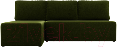 Диван угловой Лига Диванов Поло левый (микровельвет зеленый)