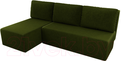 Диван угловой Лига Диванов Поло левый (микровельвет зеленый)