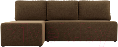 Диван угловой Лига Диванов Поло левый (микровельвет коричневый)