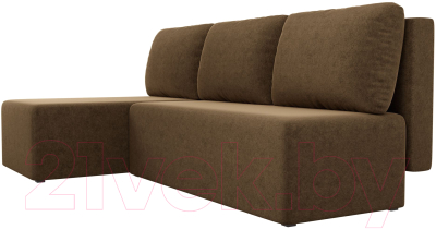 Диван угловой Лига Диванов Поло левый (микровельвет коричневый)