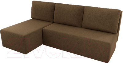 Диван угловой Лига Диванов Поло левый (микровельвет коричневый)