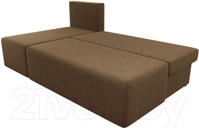 Диван угловой Лига Диванов Поло левый (микровельвет коричневый)