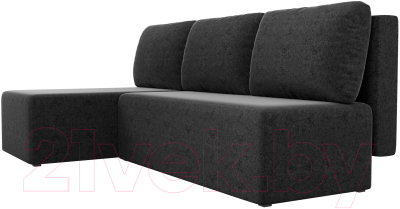 Диван угловой Лига Диванов Поло левый (микровельвет черный)