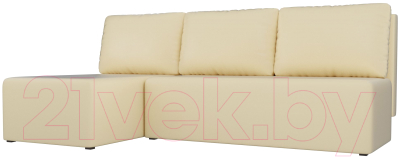 Диван угловой Лига Диванов Поло левый (экокожа бежевый) - фото